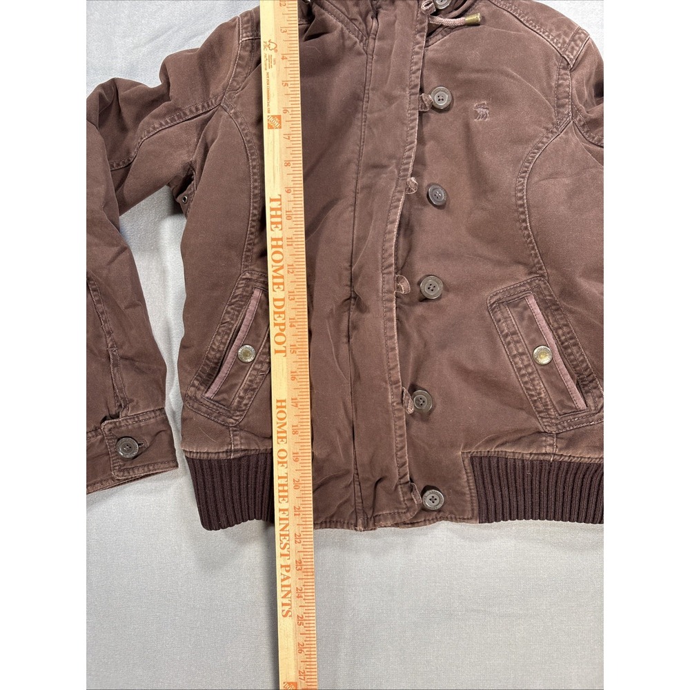 Vintage Abercrombie & Fitch Jacket Womens Large Brown Faux Fur Lined Bomber Y2K - Picture 8 of 11